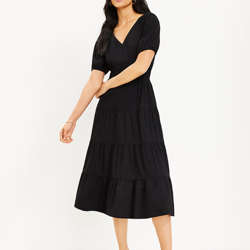 NWT Loft Tiered Midi Dress with Cutout Back Size Small